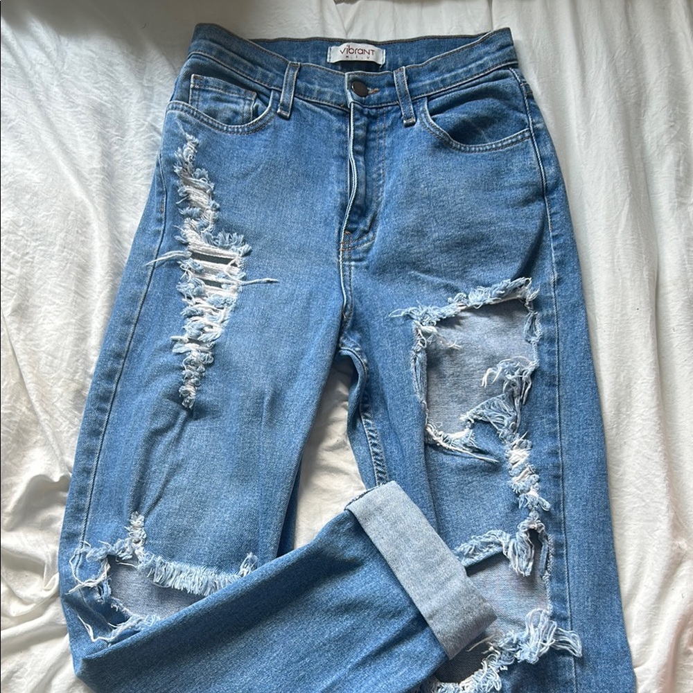 Urban Outfitters Blue Boyfriend Jeans with Distressed Details